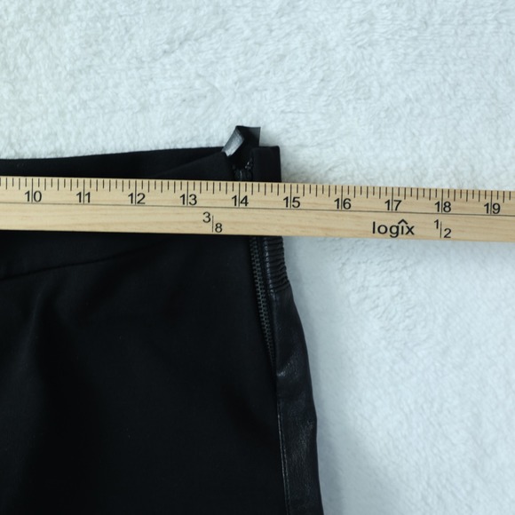 AllSaints Lindsell Biker Pants Women's 29 Black Leather Trim Ankle Zip Skinny - Picture 9 of 13